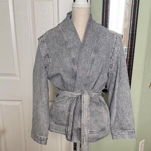 IRO Ditre Washed Denim Kimono Jacket Size 38
